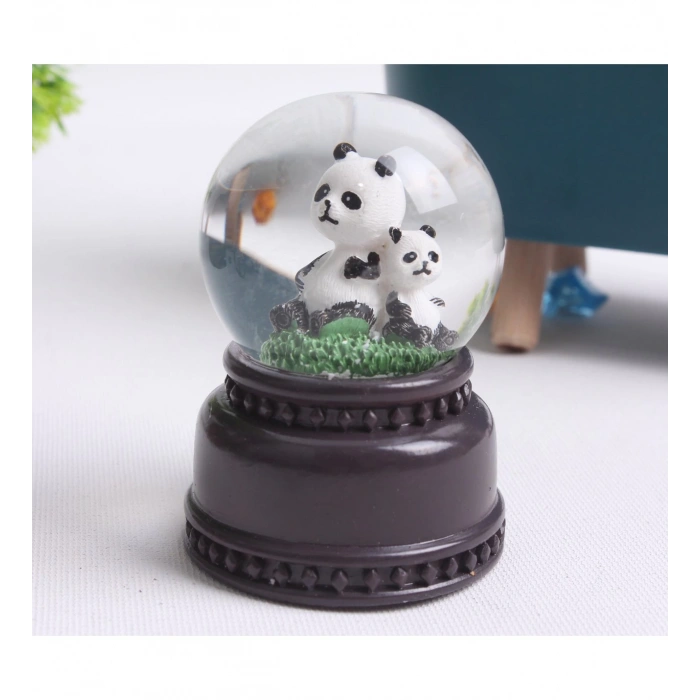 HEDİYELİK LED IŞIKLI PANDA FİGÜRLÜ CAM KÜRE