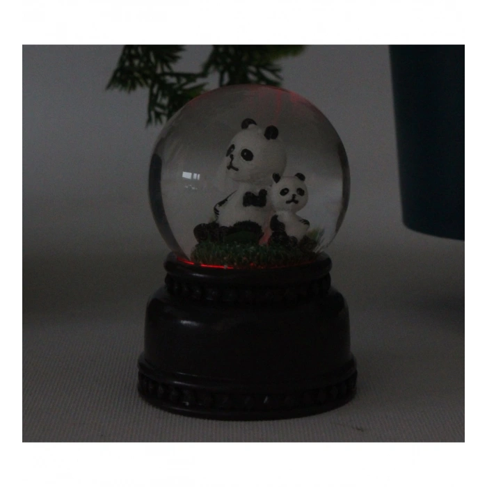 HEDİYELİK LED IŞIKLI PANDA FİGÜRLÜ CAM KÜRE