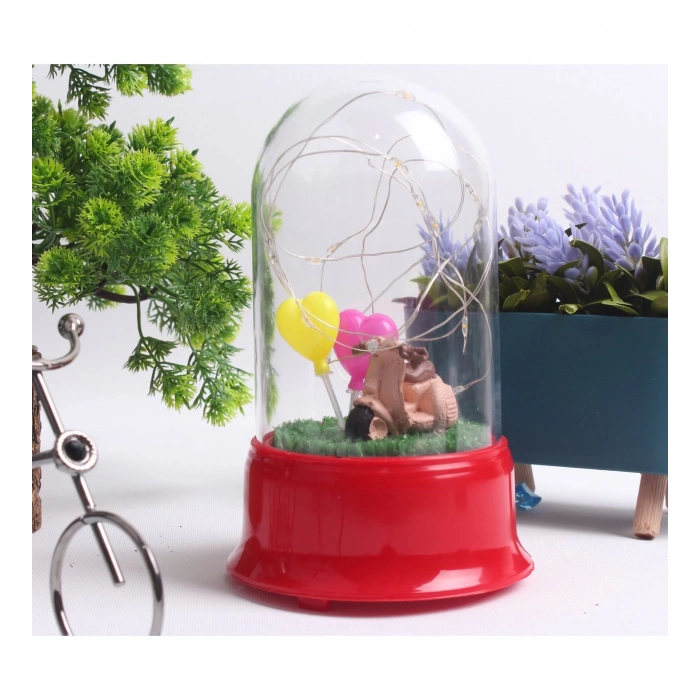 HEDİYELİK MOTOSİKLET VE BALONLAR FİGÜRLÜ LED IŞIKLI FANUS