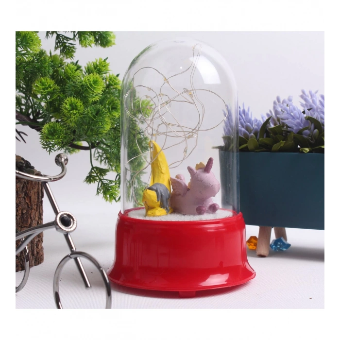 HEDİYELİK UNICORN FİGÜRLÜ LED IŞIKLI FANUS