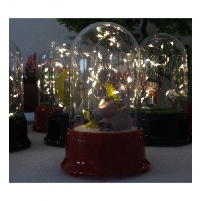 HEDİYELİK UNICORN FİGÜRLÜ LED IŞIKLI FANUS