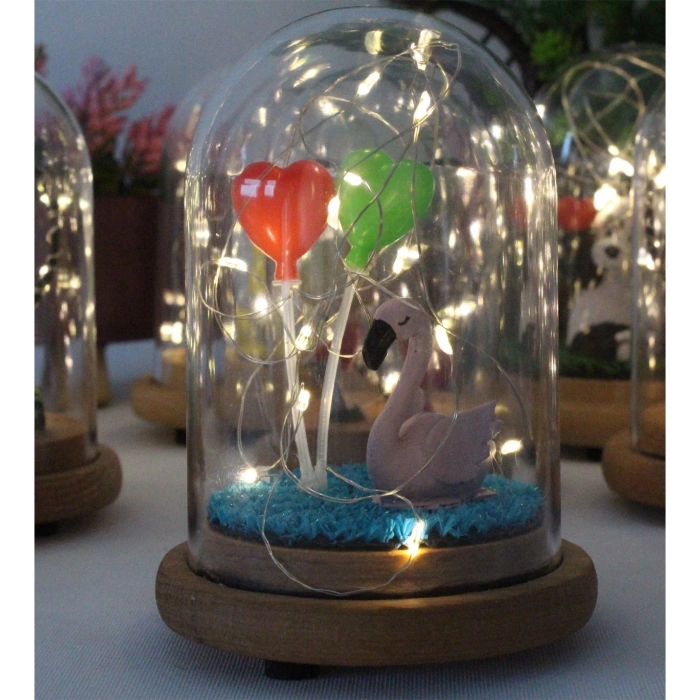 HEDİYELİK KUĞU FİGÜRLÜ AHŞAP FANUS