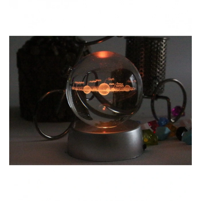 HEDİYELİK IŞIKLI CAM KÜRE - GÜNEŞ SİSTEMİ