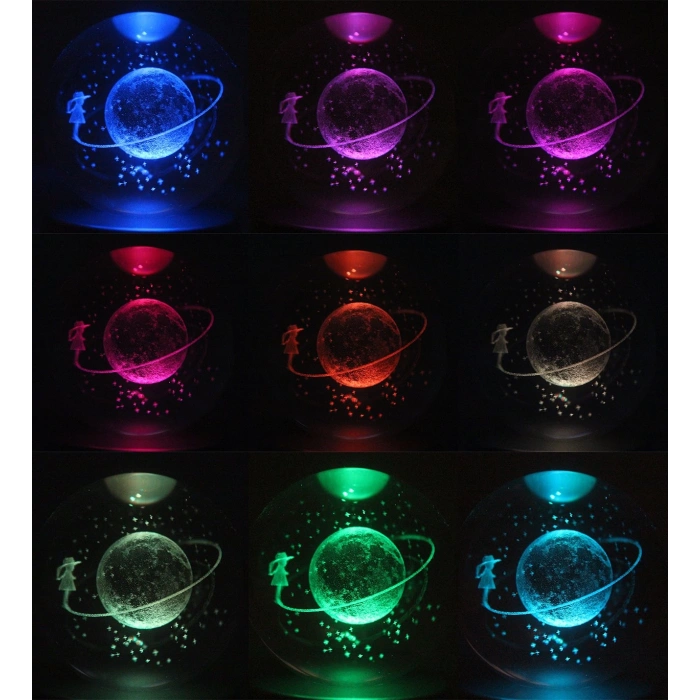 HEDİYELİK IŞIKLI CAM KÜRE - SATÜRNLÜ KIZ