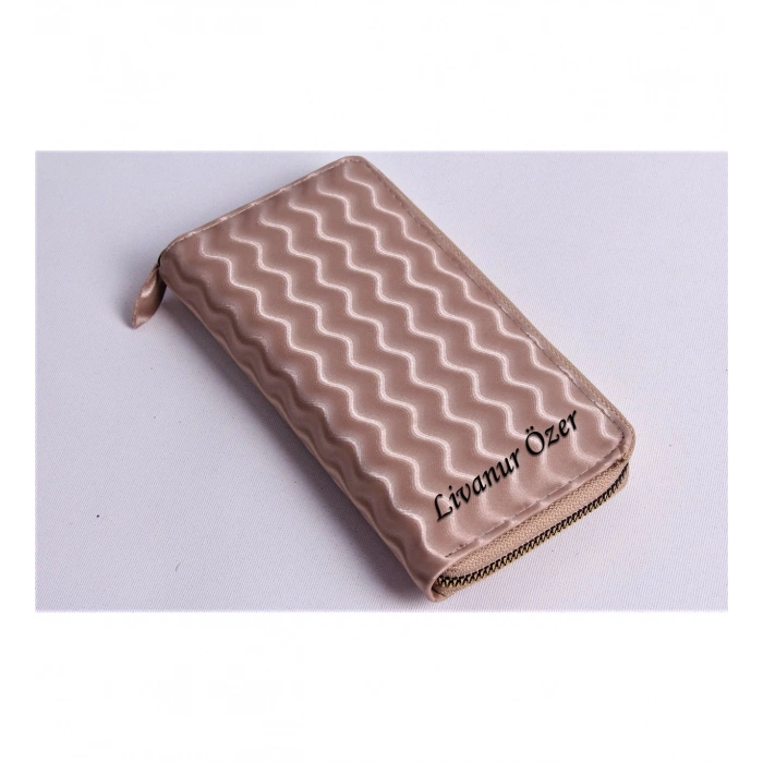 KİŞİYE ÖZEL WAVE MODEL KREM TELEFON BÖLMELİ CÜZDAN