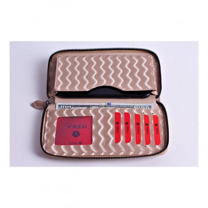 KİŞİYE ÖZEL WAVE MODEL KREM TELEFON BÖLMELİ CÜZDAN