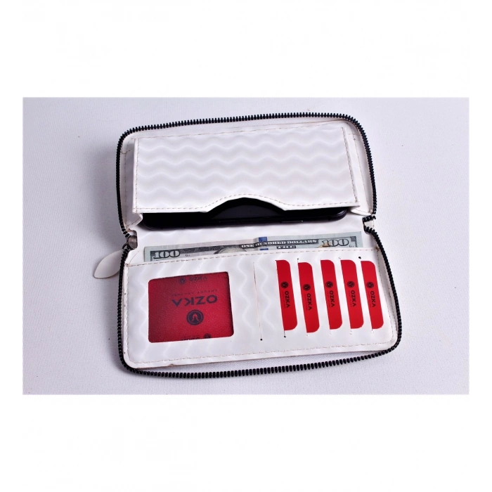 KİŞİYE ÖZEL WAVE MODEL BEYAZ TELEFON BÖLMELİ CÜZDAN - Anahtarlık Hediyeli!