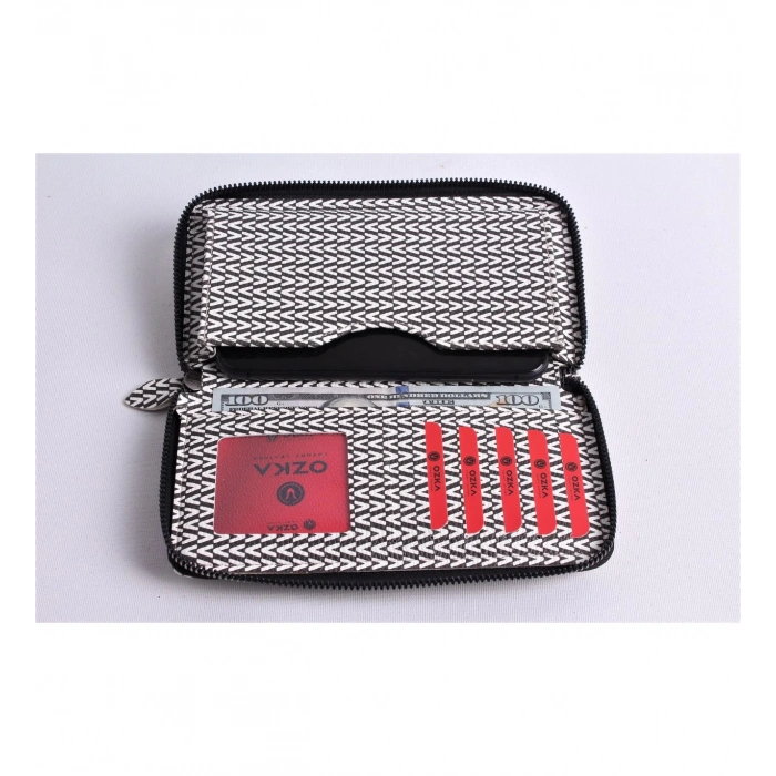 KİŞİYE ÖZEL V MODEL SİYAH TELEFON BÖLMELİ CÜZDAN