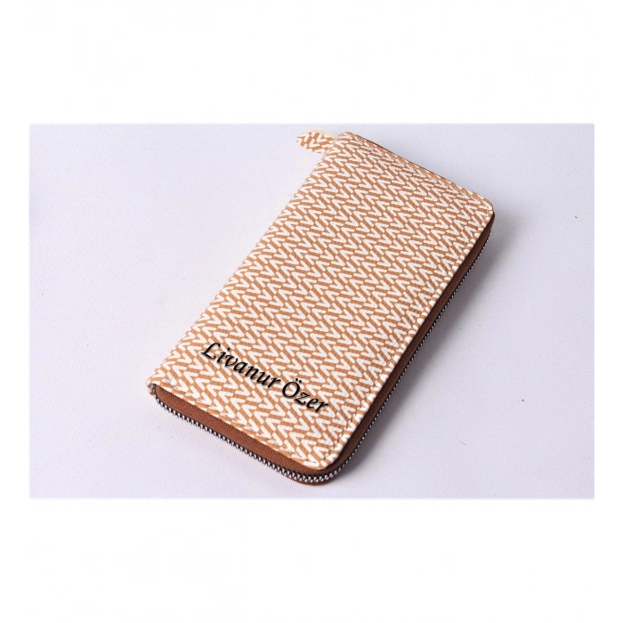 KİŞİYE ÖZEL V MODEL SARI TELEFON BÖLMELİ CÜZDAN