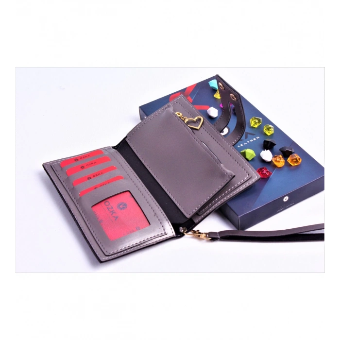 GÜMÜŞ ÇİFT ÇITÇITLI MODEL TREND KADIN CÜZDANI