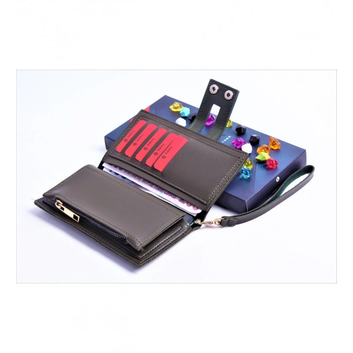 HAKİ ÇİFT ÇITÇITLI MODEL TREND KADIN CÜZDANI