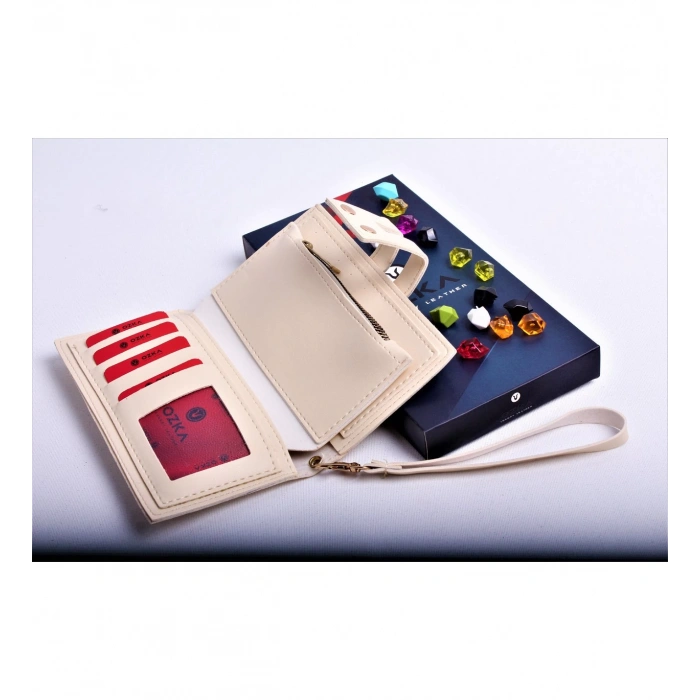 KREM ÇİFT ÇITÇITLI MODEL TREND KADIN CÜZDANI