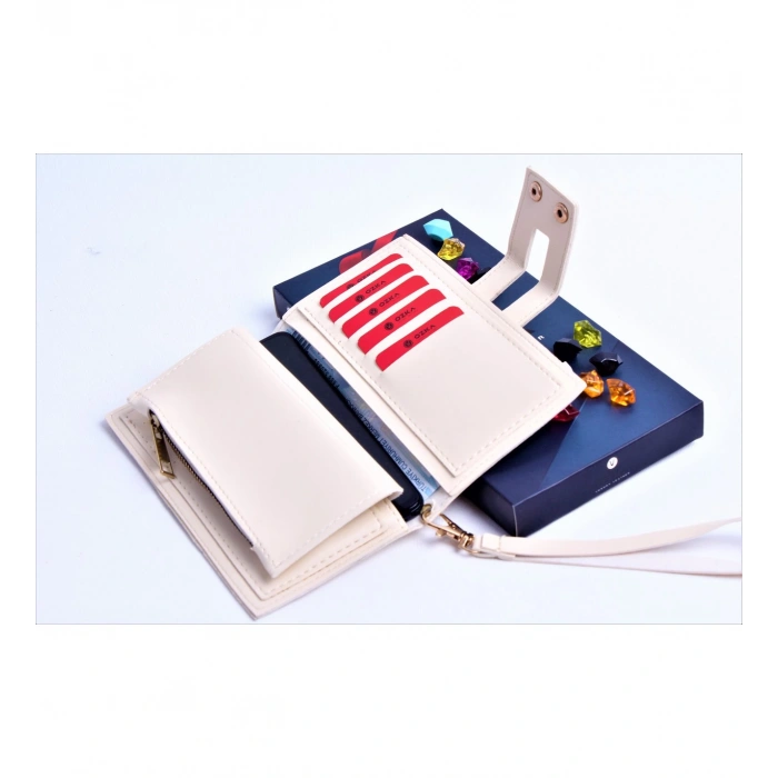 KREM ÇİFT ÇITÇITLI MODEL TREND KADIN CÜZDANI