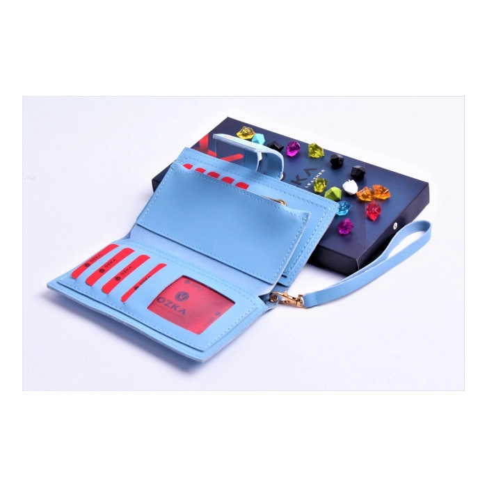 MAVİ ÇİFT ÇITÇITLI MODEL TREND KADIN CÜZDANI