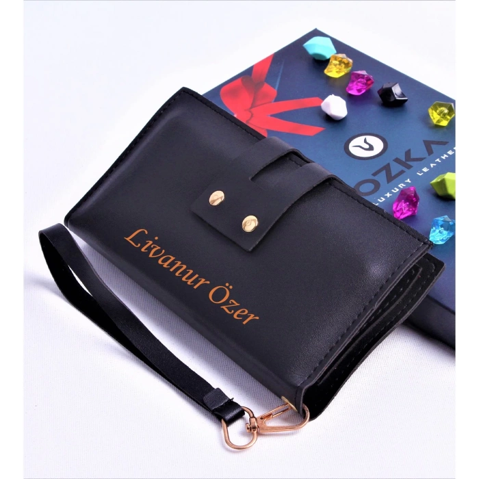 SİYAH ÇİFT ÇITÇITLI MODEL TREND KADIN CÜZDANI