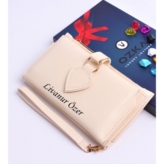 KREM MAÇA MODEL TREND KADIN CÜZDANI - ANAHTARLIK HEDİYELİ!