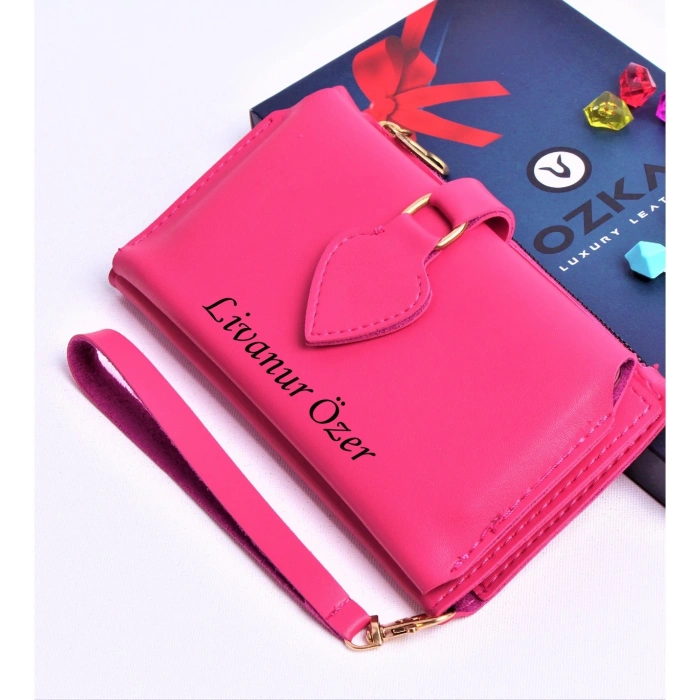 PEMBE MAÇA MODEL TREND KADIN CÜZDANI - ANAHTARLIK HEDİYELİ !