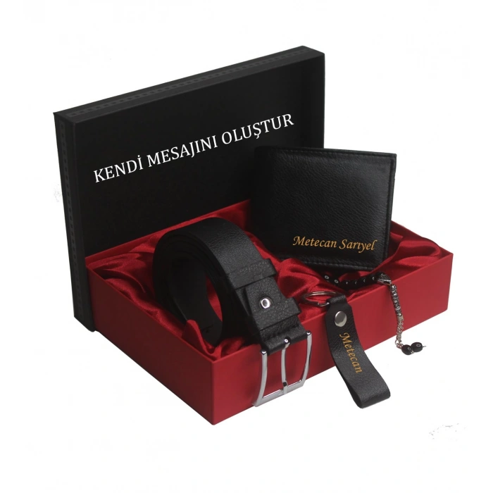 KİŞİYE ÖZEL CÜZDAN & KEMER TESBİH - ANAHTARLIK SET