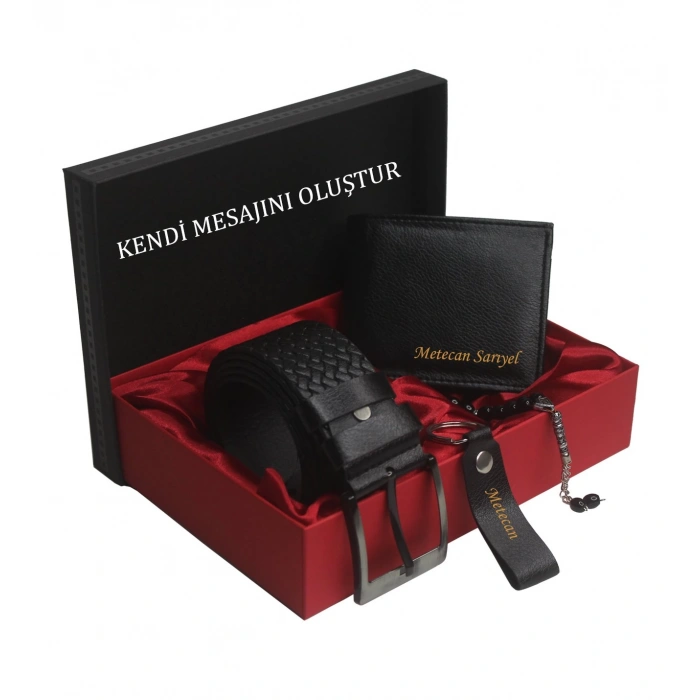 KİŞİYE ÖZEL CÜZDAN KEMER & ANAHTARLIK TESBİH SET