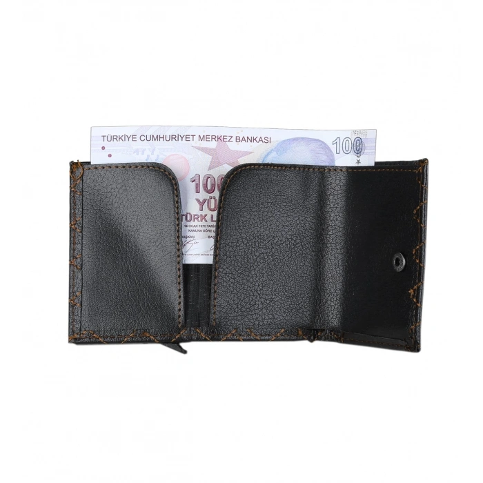 Otomatik Nakışlı Mekanizmalı Deri Cüzdan - Anahtarlık Hediye!