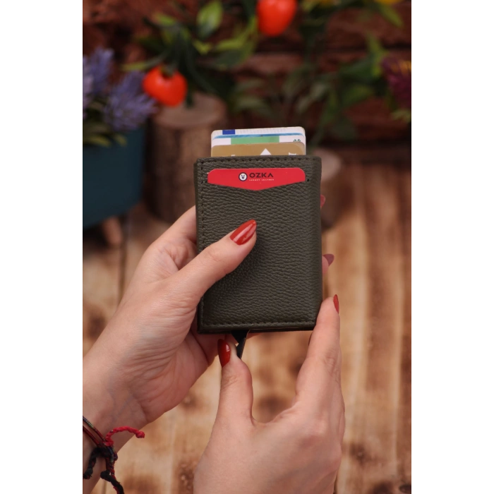 Suni Deri Mekanizmalı Vegan Deri Kartlık Cüzdan Portföy