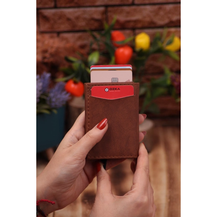 Suni Deri Mekanizmalı Vegan Deri Kartlık Cüzdan Portföy Taba