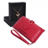 KİŞİYE ÖZEL KIRMIZI RENK MAÇA MODEL CÜZDAN & ELMASBAŞ KOLYE SET - ANAHTARLIK HEDİYELİ!
