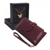 KİŞİYE ÖZEL BORDO RENK MAÇA MODEL CÜZDAN & YUSUFÇUK KOLYE SET - ANAHTARLIK HEDİYELİ!