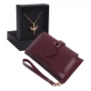 KİŞİYE ÖZEL BORDO RENK MAÇA MODEL CÜZDAN & ELMASBAŞ KOLYE SET - ANAHTARLIK HEDİYELİ!