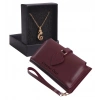KİŞİYE ÖZEL BORDO RENK MAÇA MODEL CÜZDAN & DENİZ ATI KOLYE SET - ANAHTARLIK HEDİYELİ!