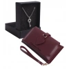 KİŞİYE ÖZEL BORDO RENK MAÇA MODEL CÜZDAN & BEYAZ ANAHTAR KOLYE SET - ANAHTARLIK HEDİYELİ!