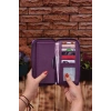 Mürdüm Telefon Bölmeli Unisex Deri Uzun Kartlık Cüzdan Portföy