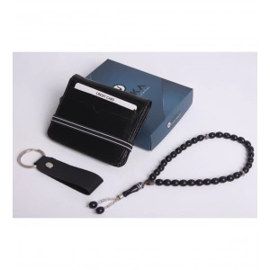 KİŞİYE ÖZEL LASTİKLİ KARTLIKLI CÜZDAN - ANAHTARLIK VE TESPİH HEDİYE