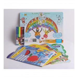 ÇOCUKLAR İÇİN EĞİTİCİ BOYAMA KİTABİ, YAPBOZ VE BOYA KALEMİ SETİ ( Asortili )