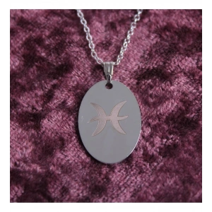 KİŞİYE ÖZEL BURÇ BASKILI UNISEX KOLYE (GÜMÜŞ)