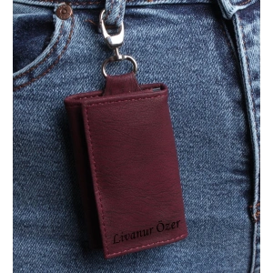 KİŞİYE ÖZEL BORDO ANAHTARLIK