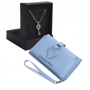 KİŞİYE ÖZEL MAVİ RENK MAÇA MODEL CÜZDAN & BEYAZ ANAHTAR KOLYE SET - ANAHTARLIK HEDİYELİ!