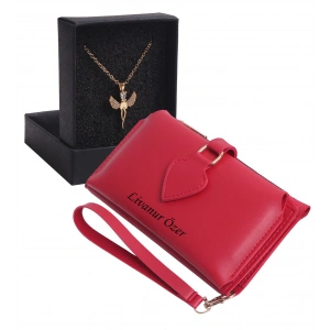 KİŞİYE ÖZEL KIRMIZI RENK MAÇA MODEL CÜZDAN & ELMASBAŞ KOLYE SET - ANAHTARLIK HEDİYELİ!