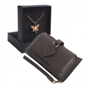 KİŞİYE ÖZEL HAKİ RENK MAÇA MODEL CÜZDAN & YUSUFÇUK KOLYE SET - ANAHTARLIK HEDİYELİ!