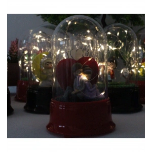 HEDİYELİK OTURAN ÇİFT TEMALI KIZ ERKEK FİGÜRLÜ LED IŞIKLI FANUS