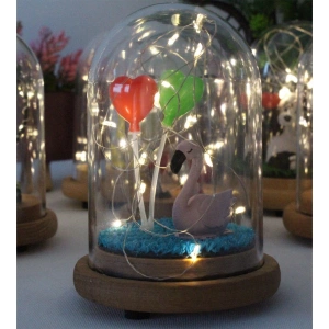 HEDİYELİK KUĞU FİGÜRLÜ AHŞAP FANUS