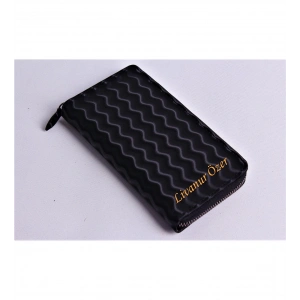 KİŞİYE ÖZEL WAVE MODEL SİYAH TELEFON BÖLMELİ CÜZDAN