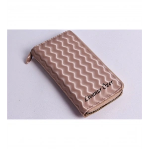 KİŞİYE ÖZEL WAVE MODEL KREM TELEFON BÖLMELİ CÜZDAN