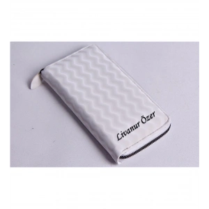 KİŞİYE ÖZEL WAVE MODEL BEYAZ TELEFON BÖLMELİ CÜZDAN - Anahtarlık Hediyeli!