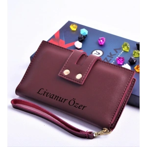 BORDO ÇİFT ÇITÇITLI MODEL TREND KADIN CÜZDANI