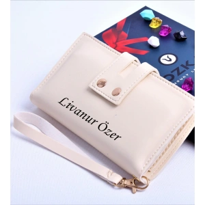 KREM ÇİFT ÇITÇITLI MODEL TREND KADIN CÜZDANI