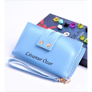 MAVİ ÇİFT ÇITÇITLI MODEL TREND KADIN CÜZDANI