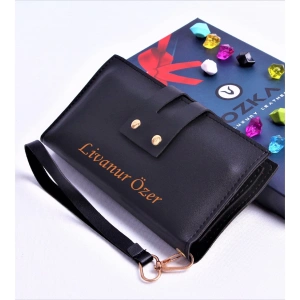 SİYAH ÇİFT ÇITÇITLI MODEL TREND KADIN CÜZDANI