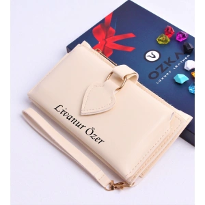 KREM MAÇA MODEL TREND KADIN CÜZDANI - ANAHTARLIK HEDİYELİ!