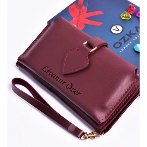 BORDO MAÇA MODEL TREND KADIN CÜZDANI